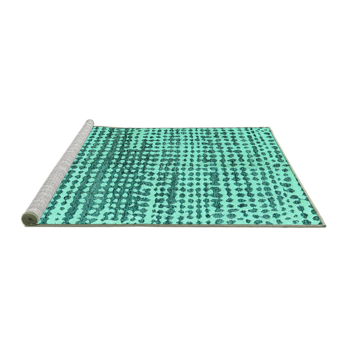 Sideview of Machine Washable Solid Turquoise Modern Area Rugs, wshabs4900turq