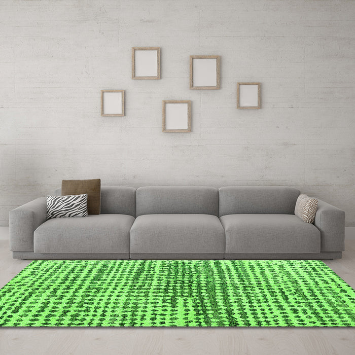 Machine Washable Solid Green Modern Area Rugs in a Living Room,, wshabs4900grn