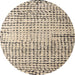 Round Abstract Deep Peach Orange Solid Rug, abs4901