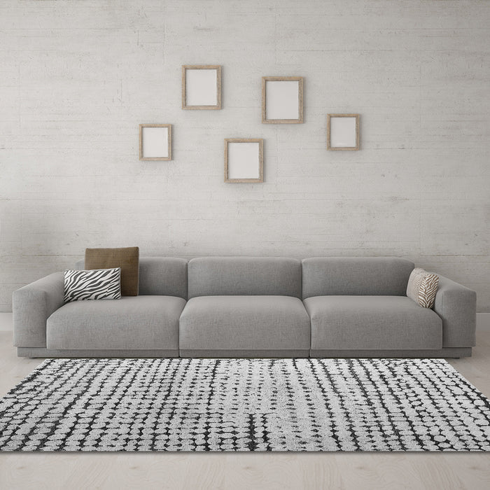 Machine Washable Solid Gray Modern Rug in a Living Room,, wshabs4901gry