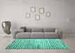 Machine Washable Solid Turquoise Modern Area Rugs in a Living Room,, wshabs4901turq