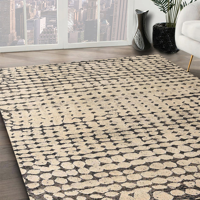 Abstract Deep Peach Orange Solid Rug in Family Room, abs4901