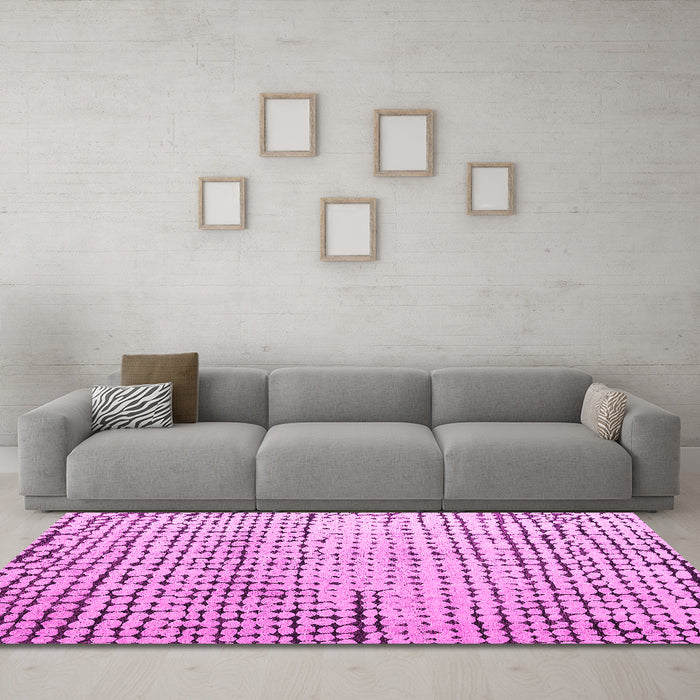Machine Washable Solid Pink Modern Rug in a Living Room, wshabs4901pnk
