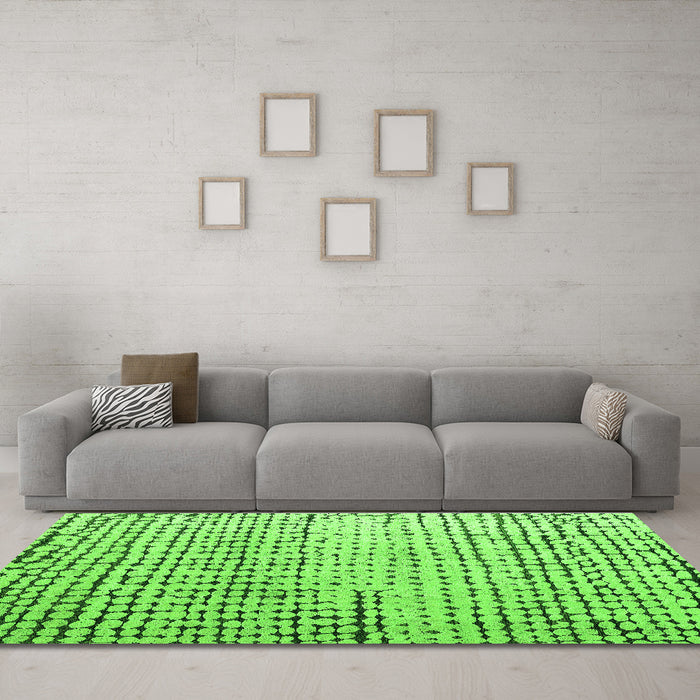 Machine Washable Solid Green Modern Area Rugs in a Living Room,, wshabs4901grn