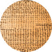 Round Machine Washable Solid Orange Modern Area Rugs, wshabs4901org