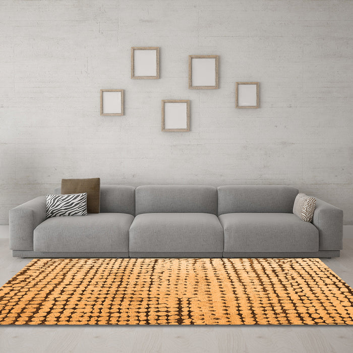 Machine Washable Solid Orange Modern Area Rugs in a Living Room, wshabs4901org