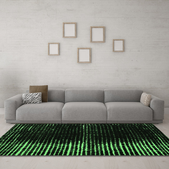 Machine Washable Abstract Emerald Green Modern Area Rugs in a Living Room,, wshabs4902emgrn