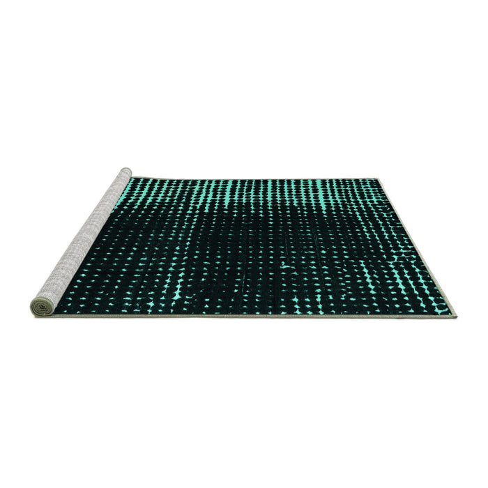 Sideview of Machine Washable Abstract Turquoise Modern Area Rugs, wshabs4902turq