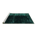 Sideview of Machine Washable Abstract Turquoise Modern Area Rugs, wshabs4902turq