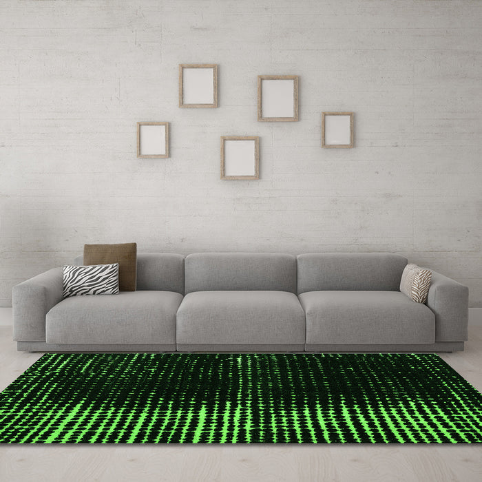 Machine Washable Abstract Green Modern Area Rugs in a Living Room,, wshabs4902grn
