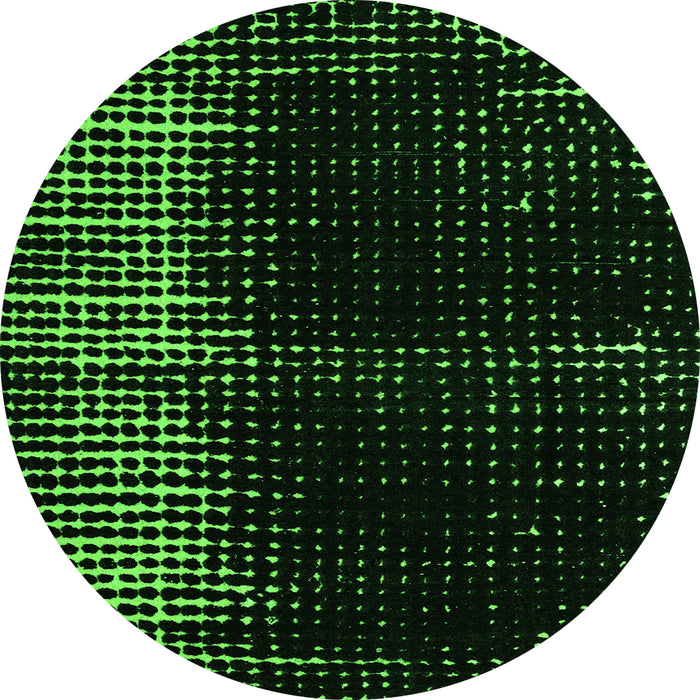 Round Machine Washable Abstract Green Modern Area Rugs, wshabs4902grn