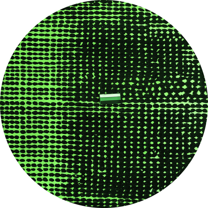 Round Machine Washable Abstract Green Modern Area Rugs, wshabs4903grn