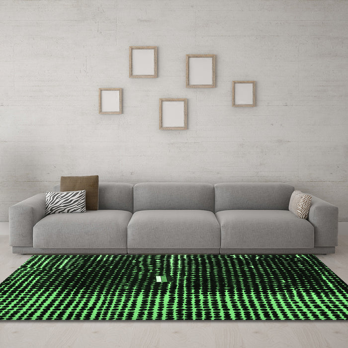 Machine Washable Abstract Emerald Green Modern Area Rugs in a Living Room,, wshabs4903emgrn