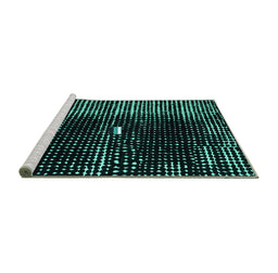 Sideview of Machine Washable Abstract Turquoise Modern Area Rugs, wshabs4903turq