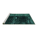 Sideview of Machine Washable Abstract Turquoise Modern Area Rugs, wshabs4903turq