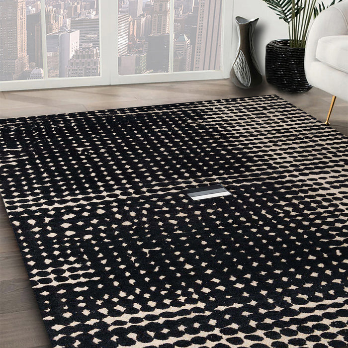 Abstract Sandstone Brown Modern Rug in Family Room, abs4903