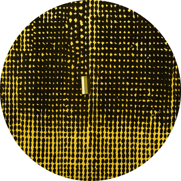 Round Machine Washable Abstract Yellow Modern Rug, wshabs4903yw