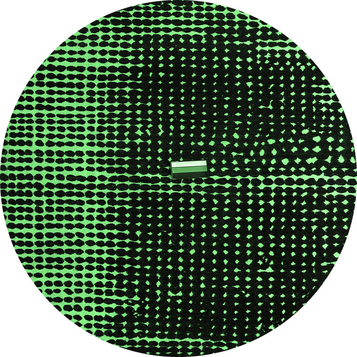 Round Abstract Emerald Green Modern Rug, abs4903emgrn