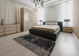 Abstract Sandstone Brown Modern Rug in a Bedroom, abs4903