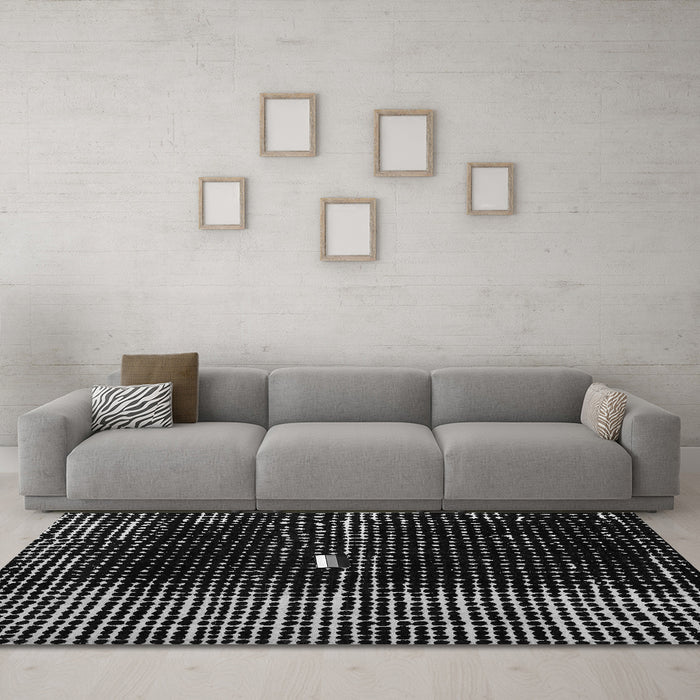 Machine Washable Abstract Gray Modern Rug in a Living Room,, wshabs4903gry