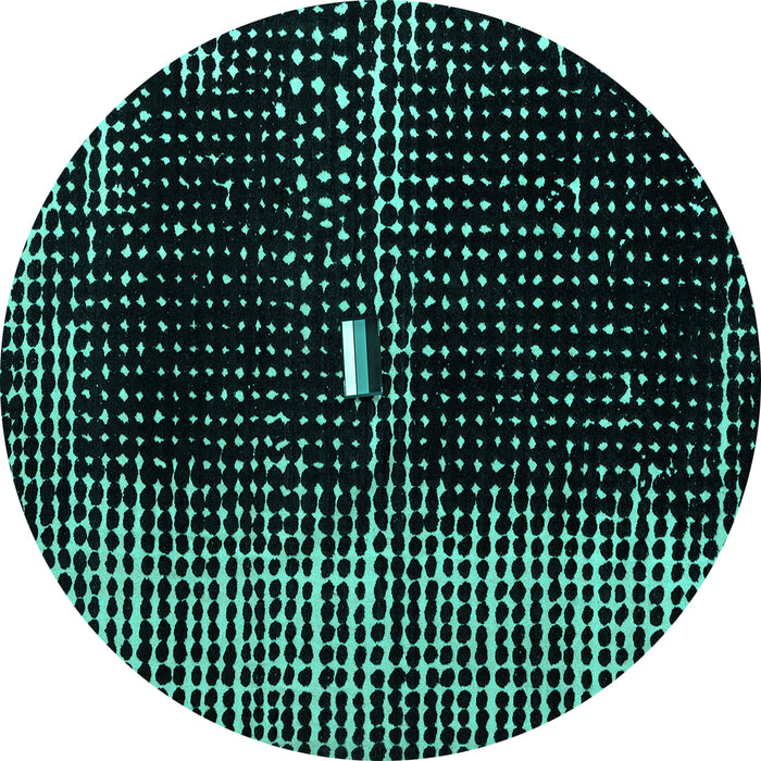 Round Machine Washable Abstract Turquoise Modern Area Rugs, wshabs4903turq