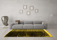 Machine Washable Abstract Yellow Modern Rug, wshabs4904yw