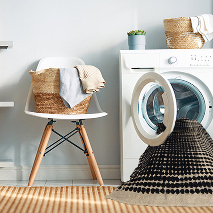 Machine Washable Abstract Khaki Green Rug in a Washing Machine, wshabs4904