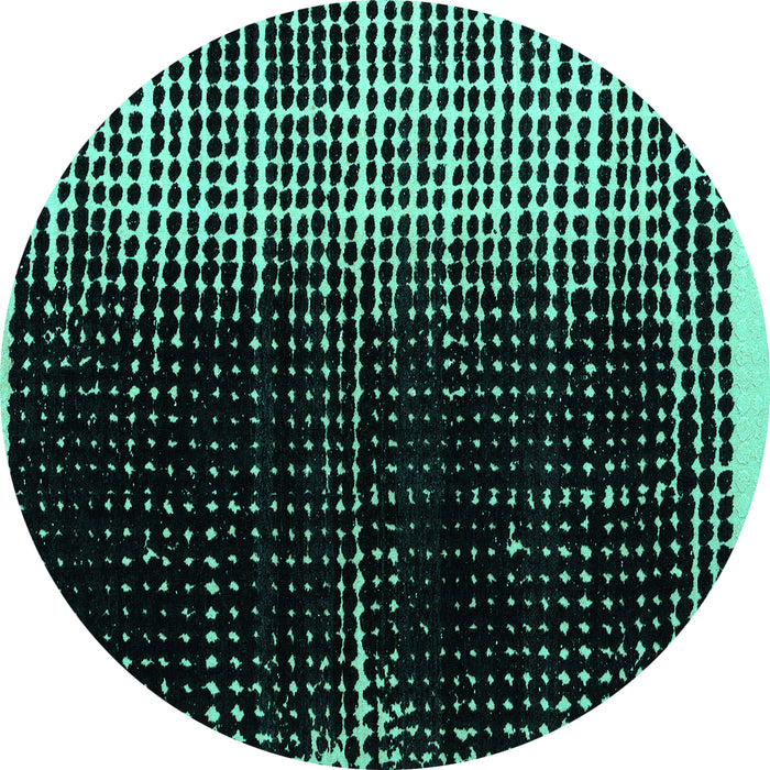 Round Machine Washable Abstract Turquoise Modern Area Rugs, wshabs4904turq