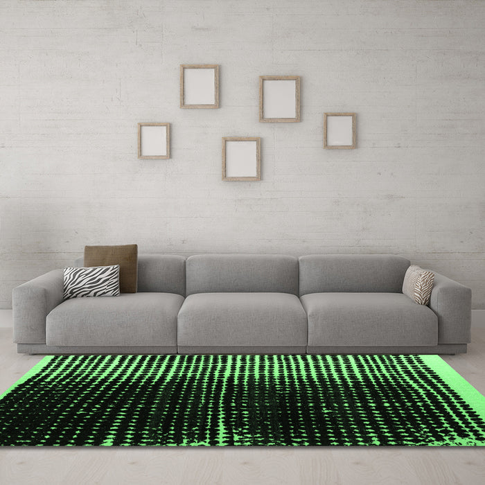 Machine Washable Abstract Emerald Green Modern Area Rugs in a Living Room,, wshabs4904emgrn