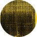 Round Abstract Yellow Modern Rug, abs4904yw