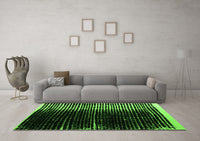 Machine Washable Abstract Green Modern Rug, wshabs4904grn