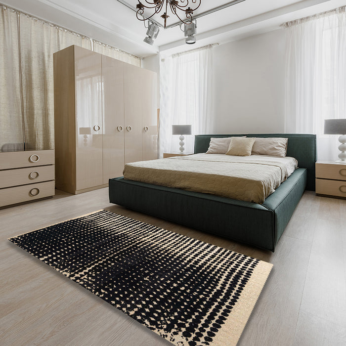 Machine Washable Abstract Khaki Green Rug in a Bedroom, wshabs4904