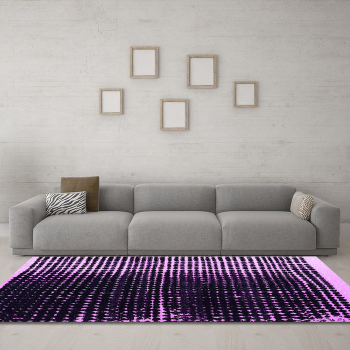 Machine Washable Abstract Purple Modern Area Rugs in a Living Room, wshabs4904pur