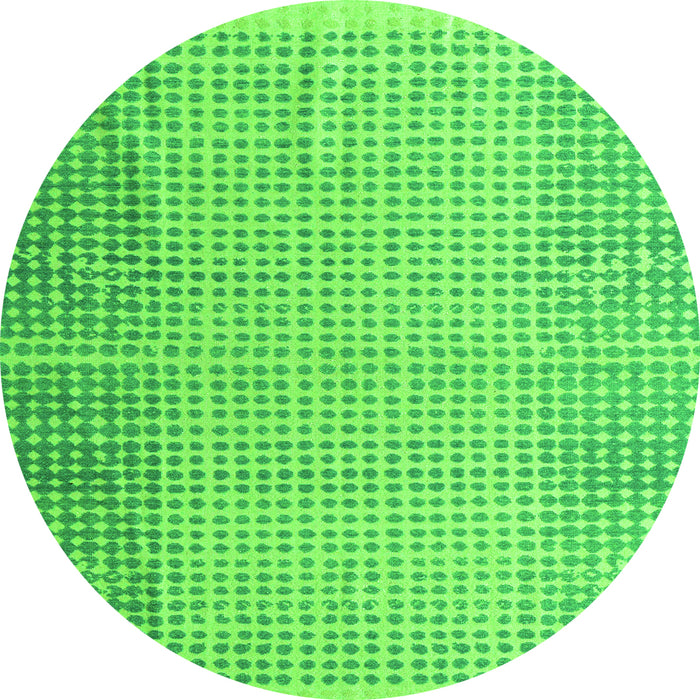 Round Machine Washable Abstract Green Modern Area Rugs, wshabs4905grn