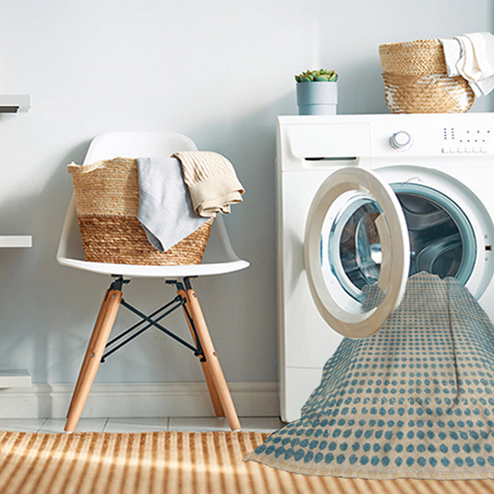 Machine Washable Abstract Cadet Blue Green Rug in a Washing Machine, wshabs4905