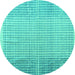 Round Abstract Turquoise Modern Rug, abs4905turq