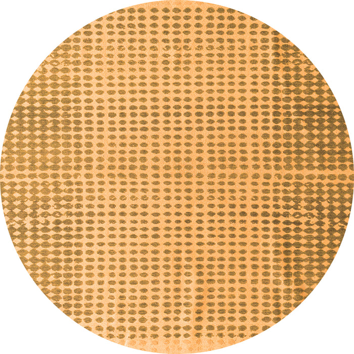 Round Machine Washable Abstract Orange Modern Area Rugs, wshabs4905org