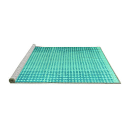 Sideview of Machine Washable Abstract Turquoise Modern Area Rugs, wshabs4905turq