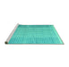 Sideview of Machine Washable Abstract Turquoise Modern Area Rugs, wshabs4905turq