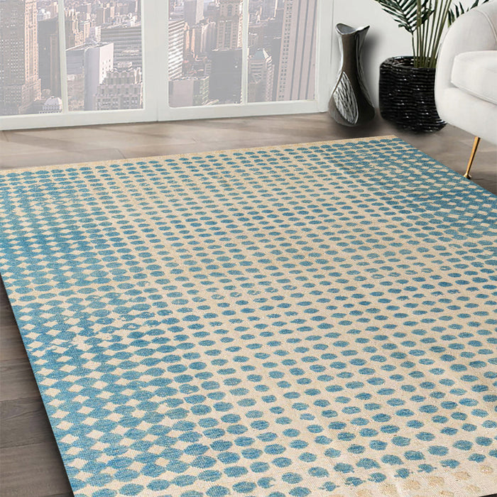 Machine Washable Abstract Cadet Blue Green Rug in a Family Room, wshabs4905