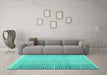 Machine Washable Abstract Turquoise Modern Area Rugs in a Living Room,, wshabs4905turq