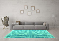 Machine Washable Abstract Turquoise Modern Rug, wshabs4905turq