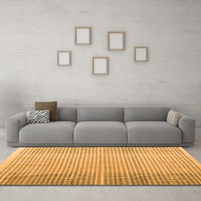 Machine Washable Abstract Orange Modern Area Rugs in a Living Room, wshabs4905org