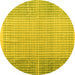 Round Abstract Yellow Modern Rug, abs4905yw