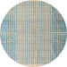 Round Abstract Cadet Blue Green Modern Rug, abs4905