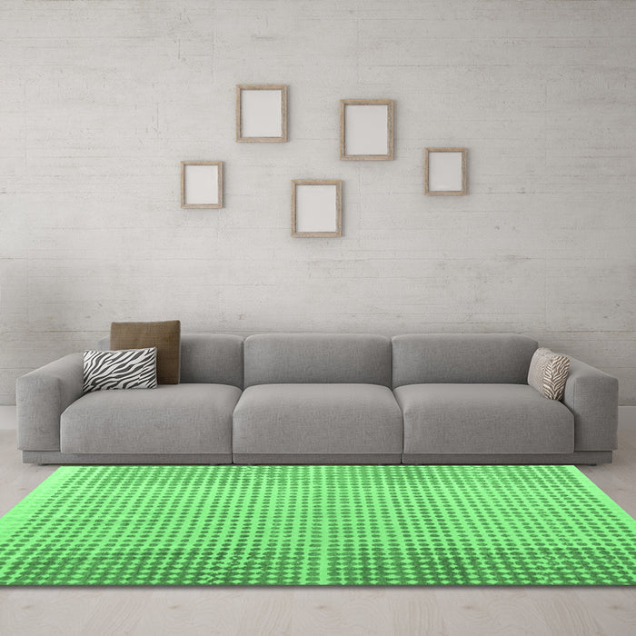 Machine Washable Abstract Emerald Green Modern Area Rugs in a Living Room,, wshabs4905emgrn