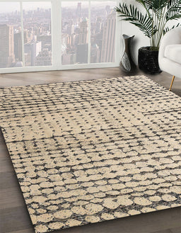 Abstract Dark Almond Brown Solid Rug in Family Room, abs4906