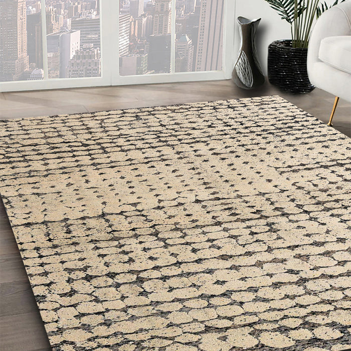 Abstract Dark Almond Brown Solid Rug in Family Room, abs4906