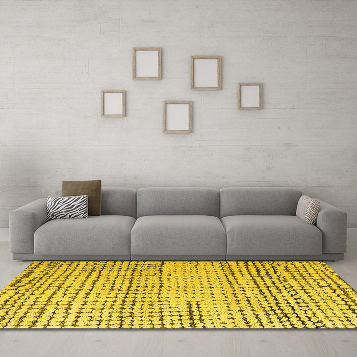 Machine Washable Solid Yellow Modern Rug in a Living Room, wshabs4906yw