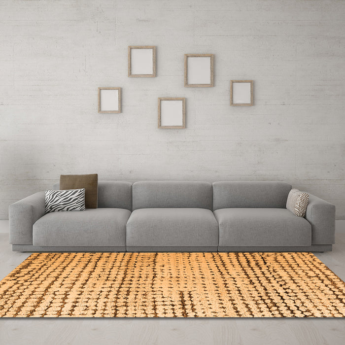 Machine Washable Solid Orange Modern Area Rugs in a Living Room, wshabs4906org
